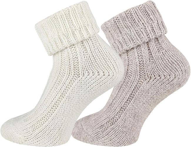 2 Paar TippTexx 24 Umschlag-Socken Wollsocken mit Alpaka